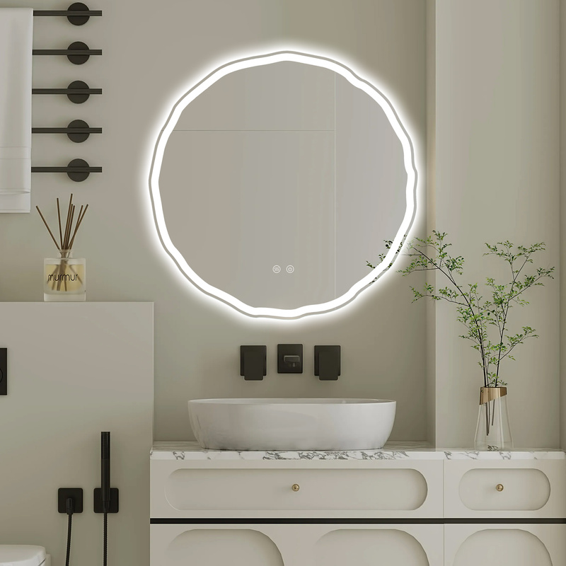 Lustro podświetlane LED 70 cm okrągłe nieregularne H-3002