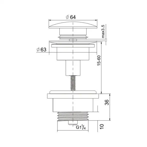 Korek umywalkowy KLIK-KLAK UNIWERSALNY