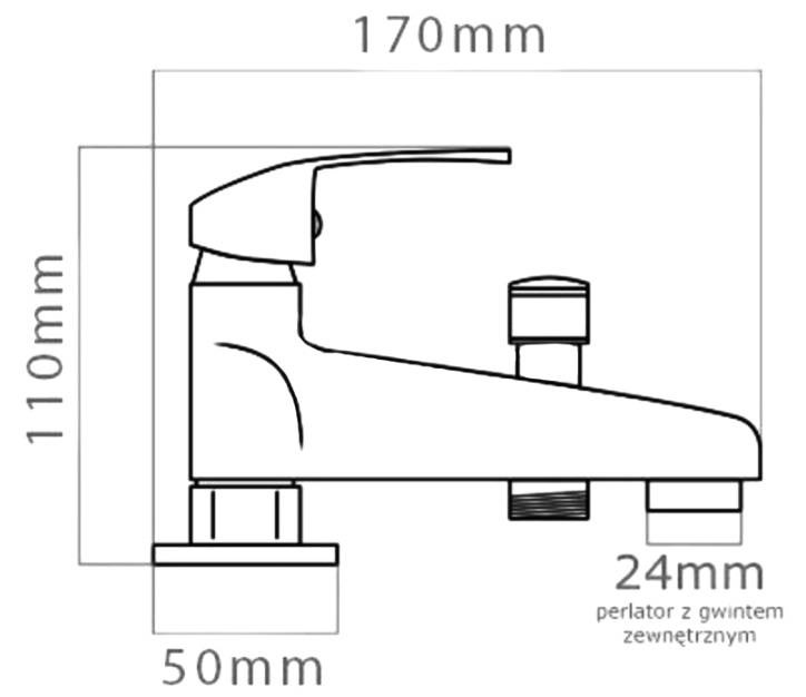 Bateria wannowa nawannowa stojąca kran mosiądz MAMBO