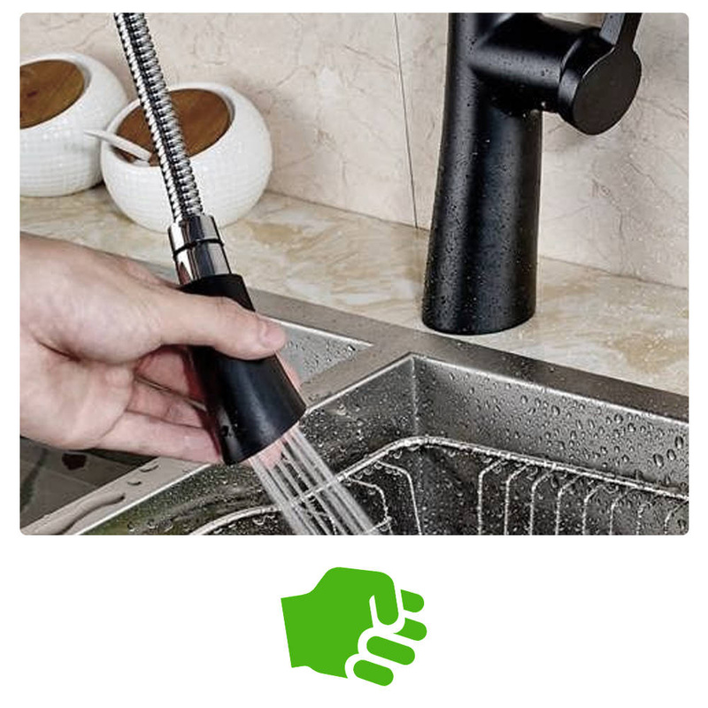 Bateria kuchenna czarna wyciągana wylewka FALA