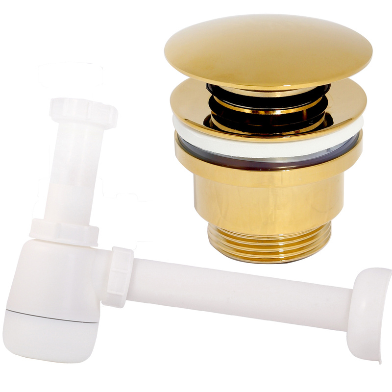 Syfon + korek click clack złoty uniwersalny