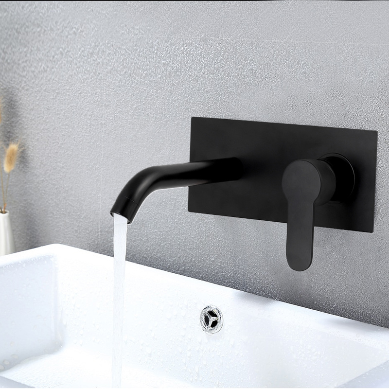 Bateria umywalkowa podtynkowa ścienna czarna