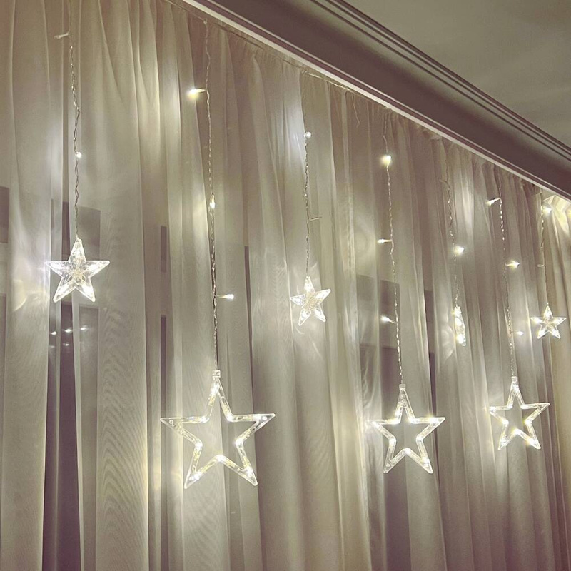 Lampki świąteczne kurtyna gwiazdki gwiazdy 3m 12V-240V ciepły biały