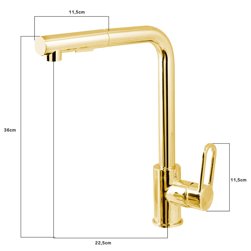 Bateria kuchenna złota z wyciąganą wylewką GAJA