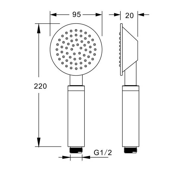 Słuchawka prysznicowa stalowa czarna SLIM okrągła