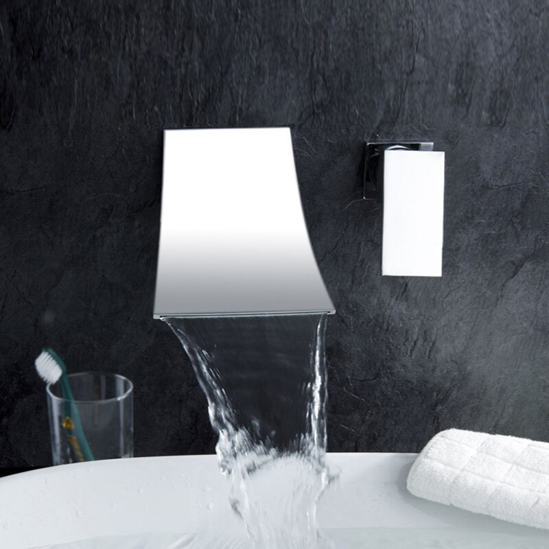 Bateria umywalkowa podtynkowa ścienna wodospad