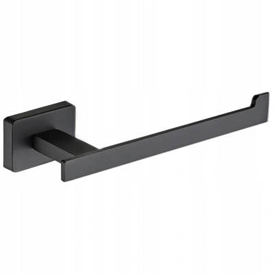 Uchwyt ścienny na papier toaletowy czarny prostokątny