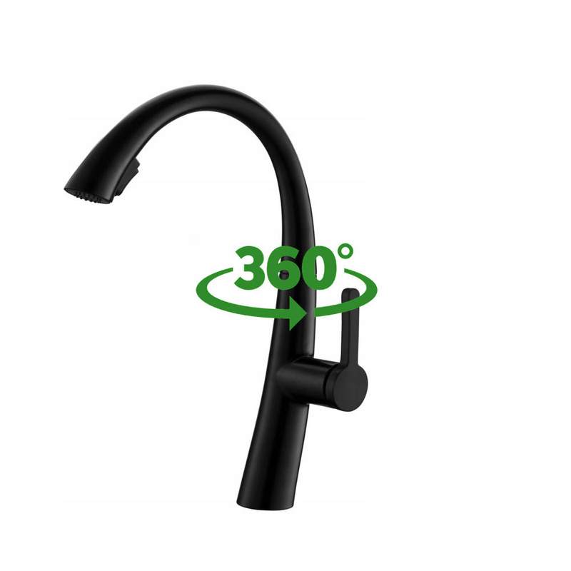 Bateria kuchenna czarna wyciągana wylewka FALA