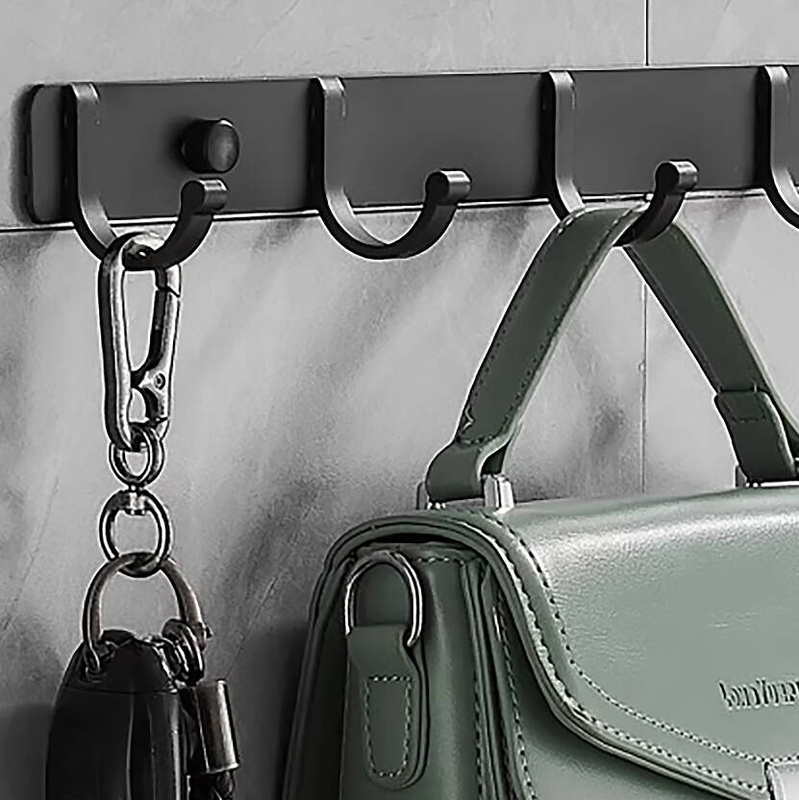 Wieszak na ubrania klucze ręczniki ścienny czarny 27 cm