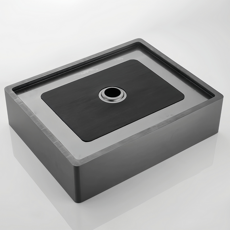 Umywalka stalowa nablatowa 50x35 czarna/grafitowa + korek KLIK KLAK
