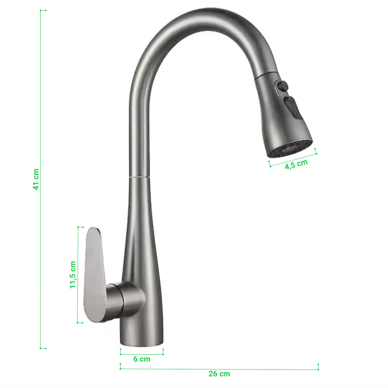 Bateria kuchenna z wyciąganą wylewką LANA GRAY szara