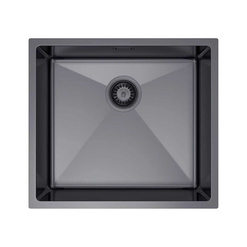 Zlewozmywak stalowy 49x44 czarny + syfon GRATIS podblatowy, podwieszany