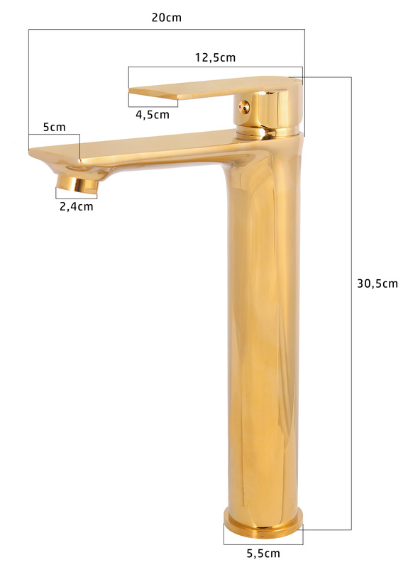 Bateria umywalkowa złota wysoka SINK