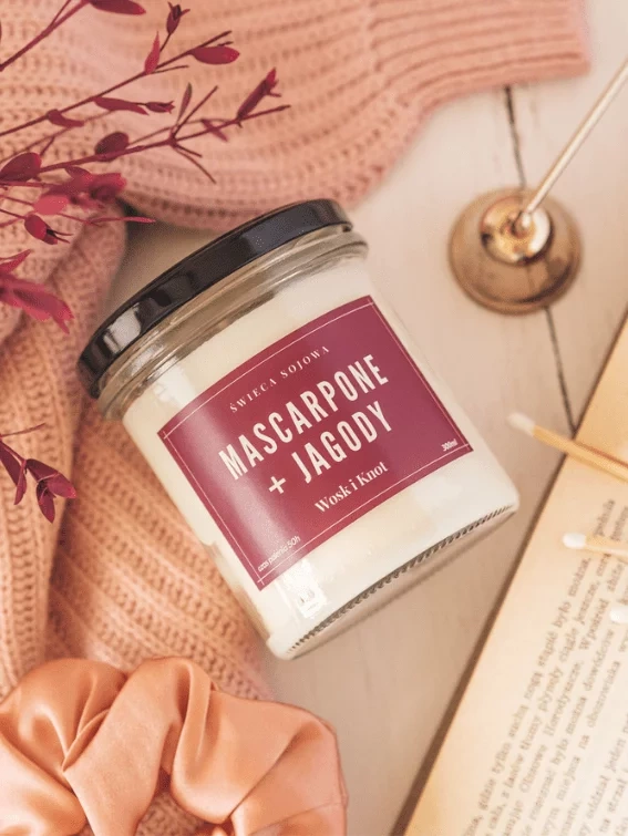Świeca sojowa zapachowa MASCARPONE + JAGODY 300ml