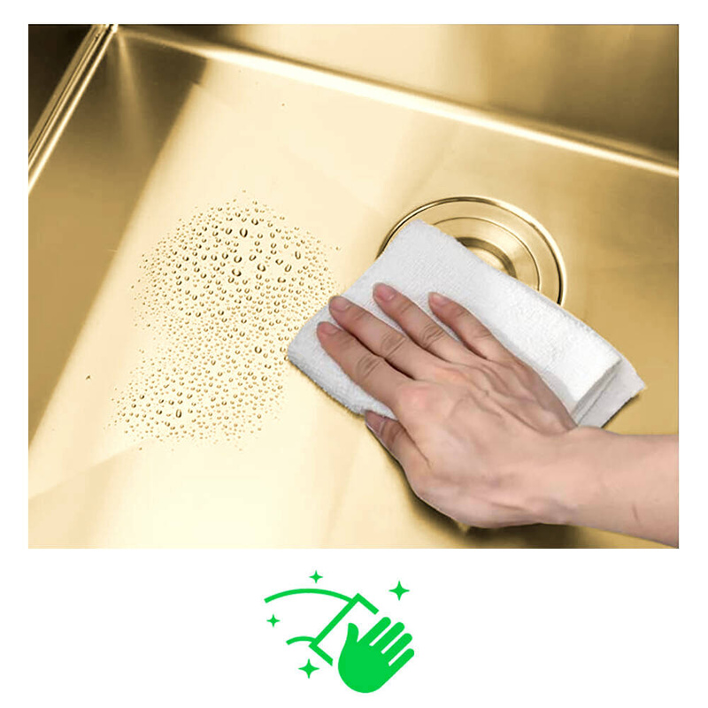 Zlewozmywak stalowy 74x44 złoty + syfon GRATIS podblatowy, podwieszany