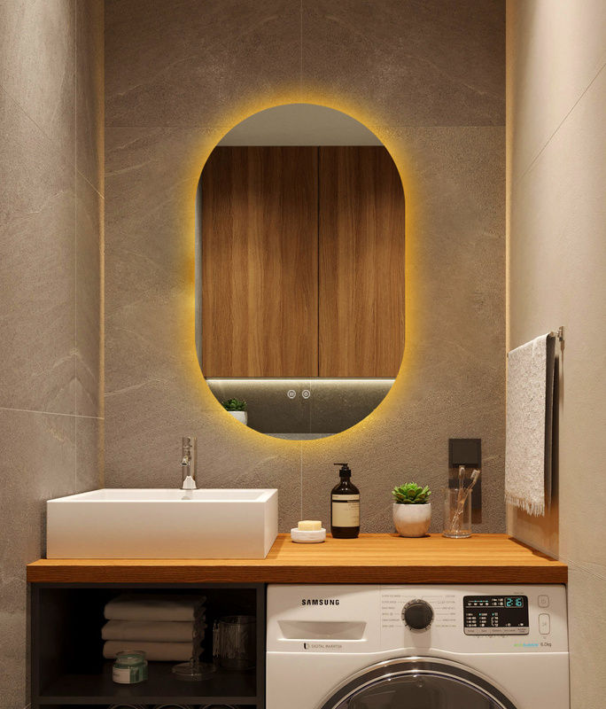 Lustro łazienkowe podświetlane LED 50x100 cm owalne J120NF