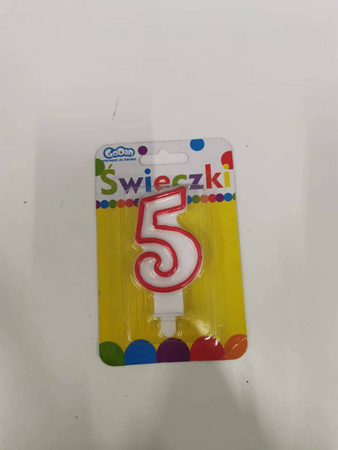 Świeczka cyfra 5 czerwona