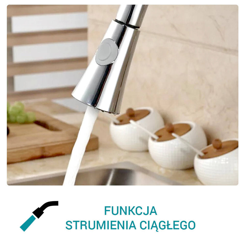 Bateria kuchenna z wyciąganą wylewką TUBO CHROM