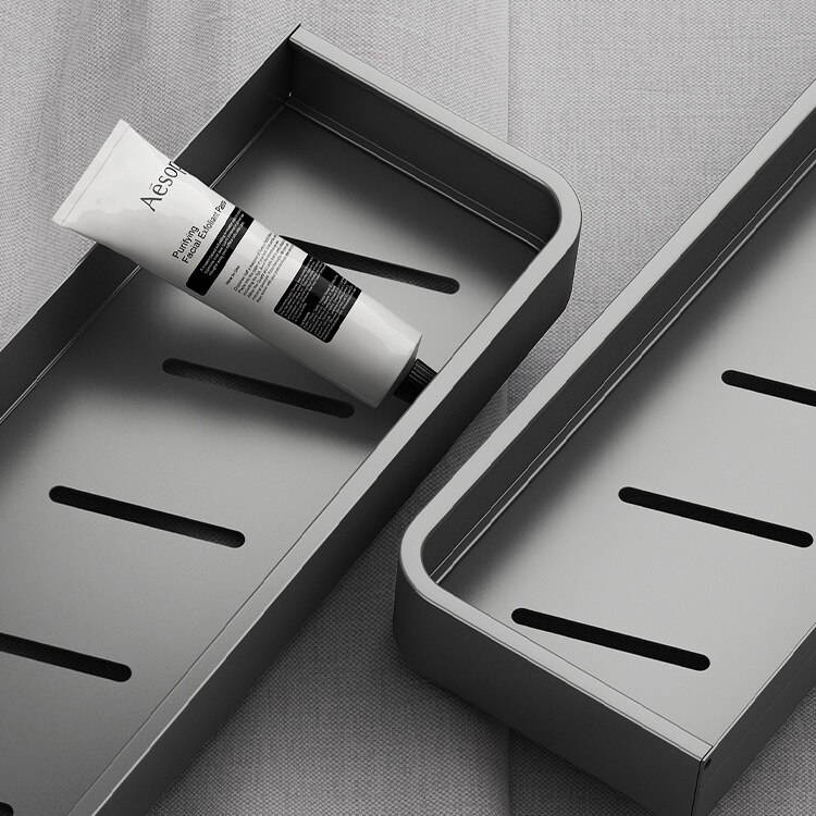 Półka łazienkowa wisząca szara LOFT 50cm z wieszakiem