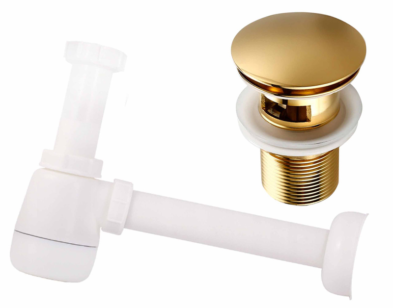 Syfon PVC + korek KLIK KLAK złoty z przelewem