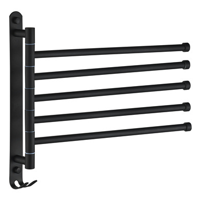 Wieszak czarny na ręczniki regulowany z haczykami FORB