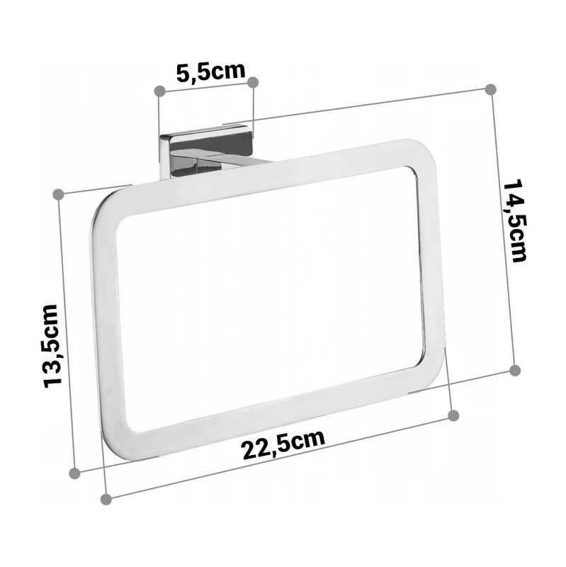 Wieszak na ręcznik ścienny chromowany kwadratowy