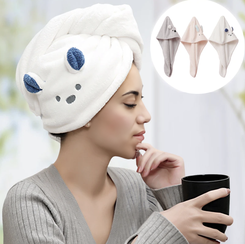 Ręcznik na włosy z mikrofibry szybkoschnący biały