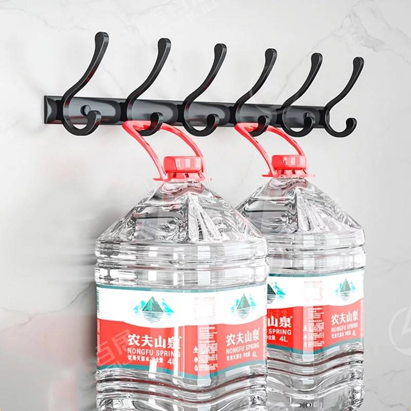 Wieszak łazienkowy FLOW czarny matowy 6-uchwytowy