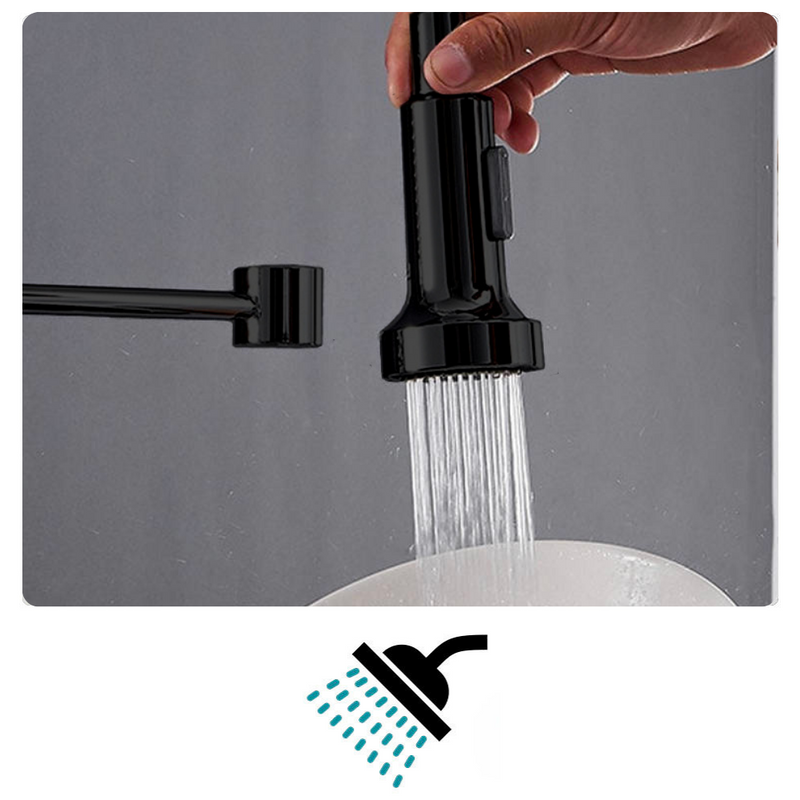 Bateria kuchenna z wyciąganą wylewką czarna z połyskiem KING