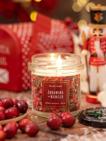 Świeca sojowa zapachowa ŻURAWINA + WANILIA 150ml