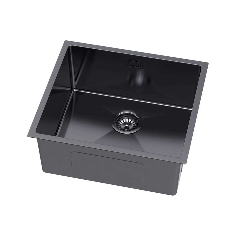 Zlewozmywak stalowy 49x44 czarny + syfon GRATIS podblatowy, podwieszany