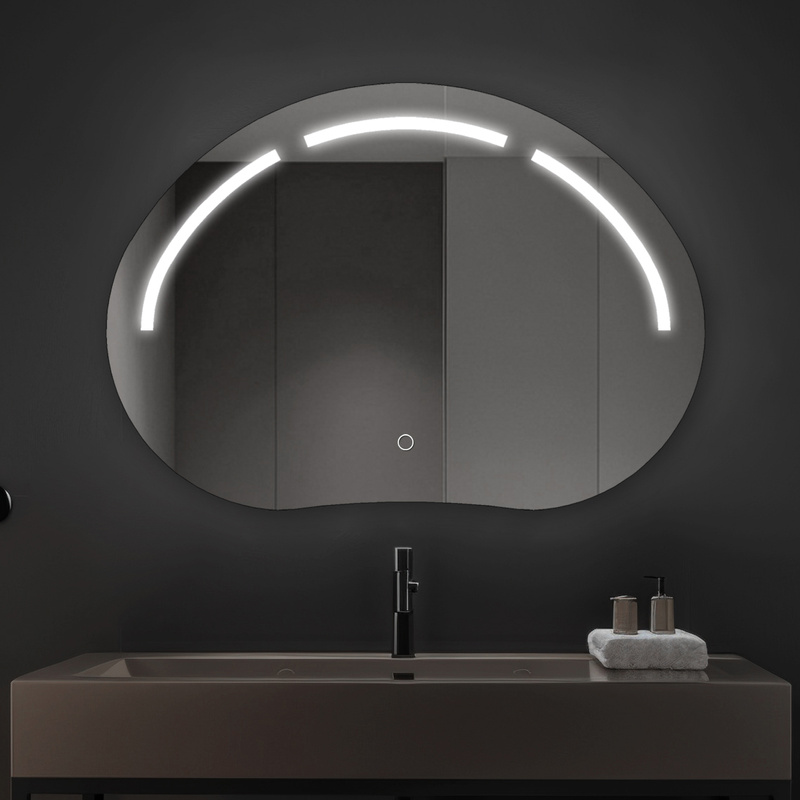 Lustro podświetlane LED asymetryczne dekoracyjne 70x50 cm nieregularne H-3071