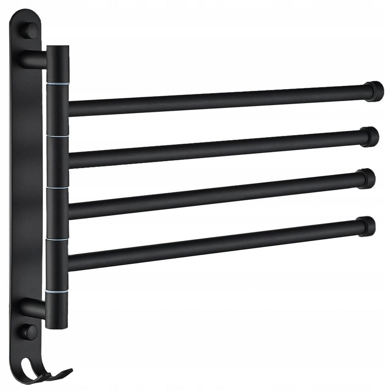 Wieszak łazienkowy czarny na ręczniki z regulacją