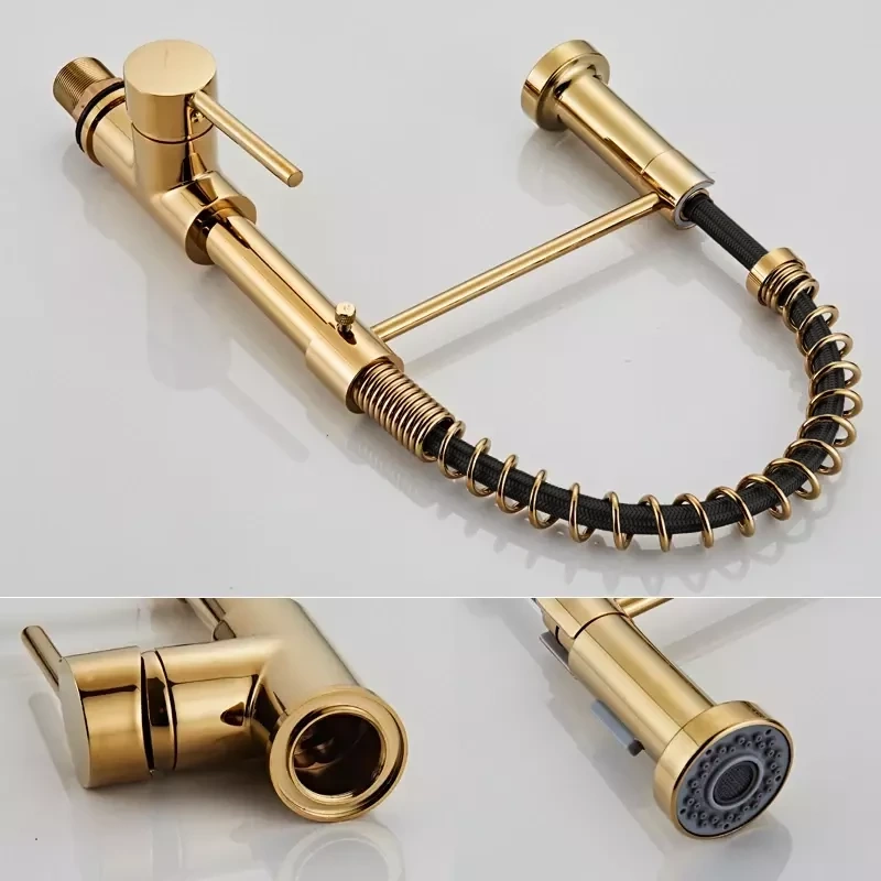 Bateria kuchenna z wyciąganą wylewką King Gold złota