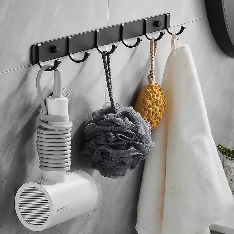 Wieszak na ubrania klucze ręczniki ścienny czarny 44 cm