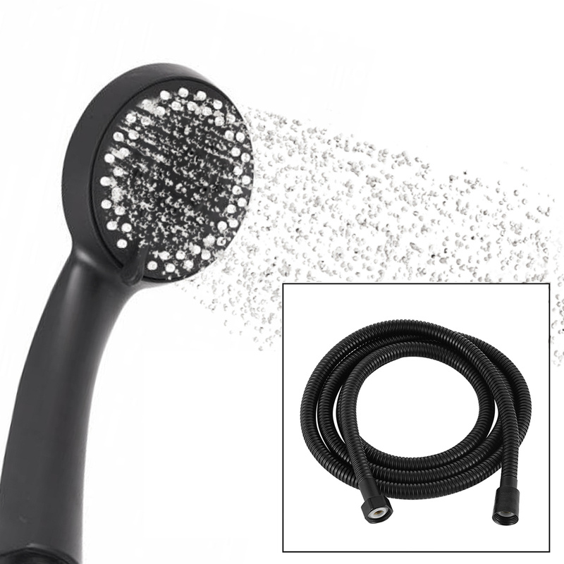 Zestaw prysznicowy czarny 5F słuchawka + wąż NERO