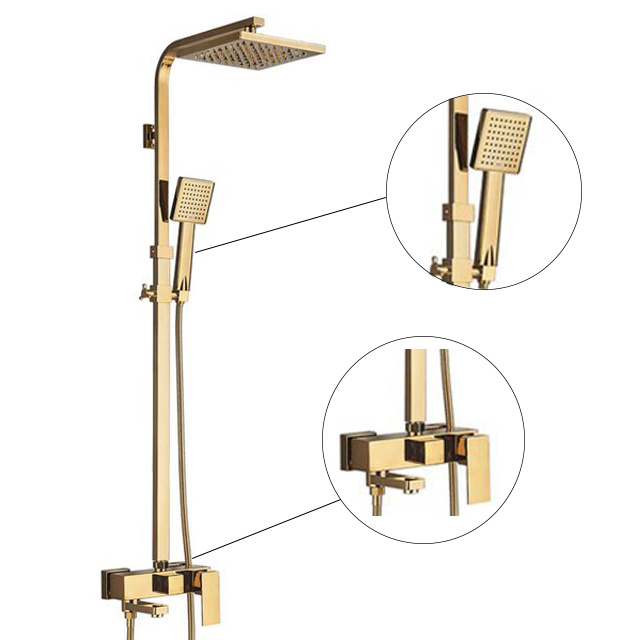 Zestaw złota bateria wannowa z deszczownicą MAX
