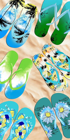 Ręcznik plażowy szybkoschnący z mikrofibry 70x140 Klapki