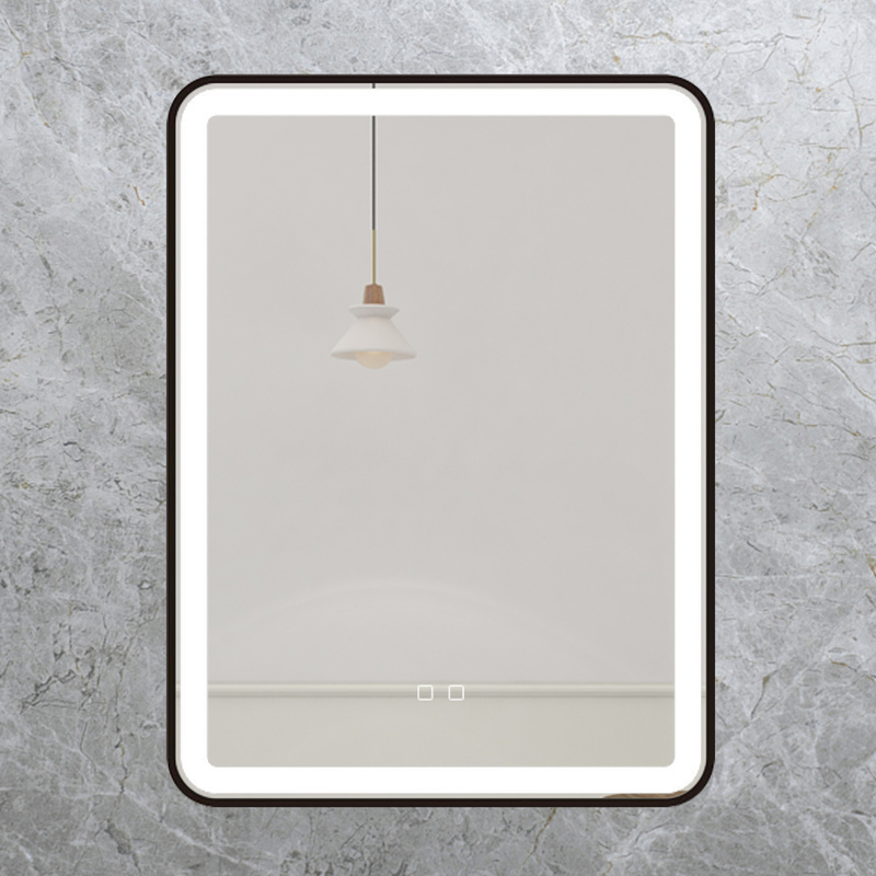 Lustro podświetlane LED 60x80 cm prostokątne J24 w czarnej ramie