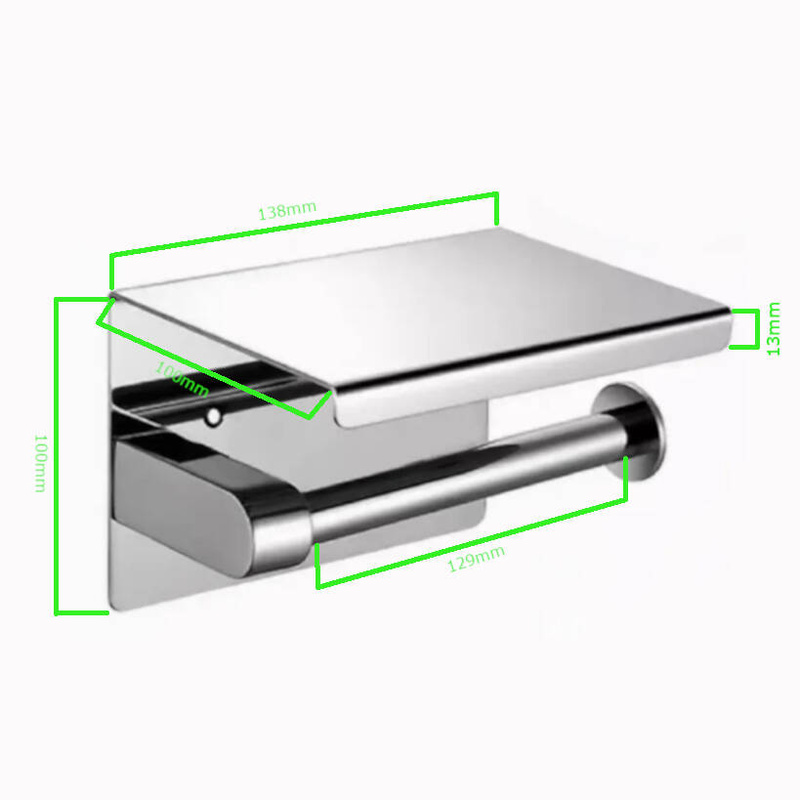 Uchwyt na papier toaletowy z półką na telefon STAL