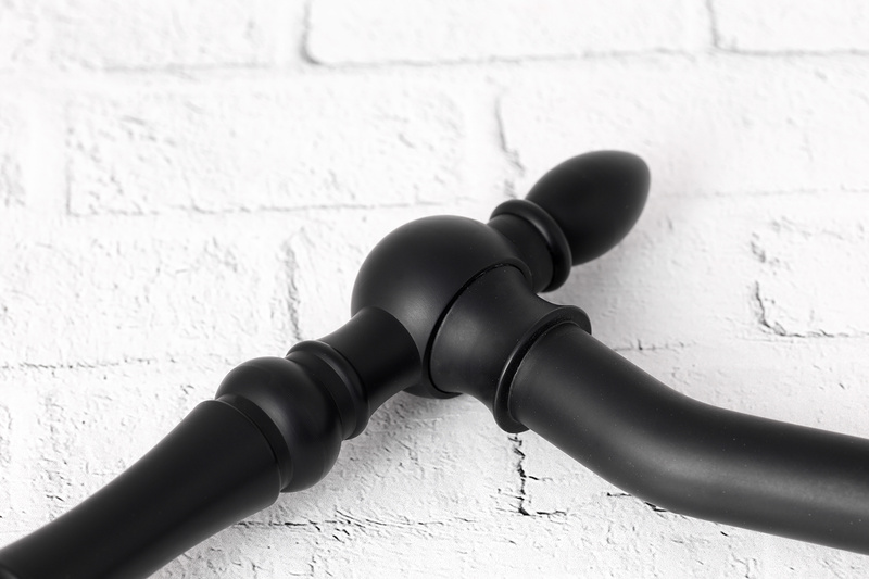 Czarna bateria wannowa 3-otworowa stojąca RETRO GLIT