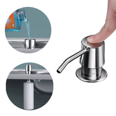 Dozownik do zlewozmywaka na płyn do mycia naczyń mydło 300 ml chrom napełniany od góry