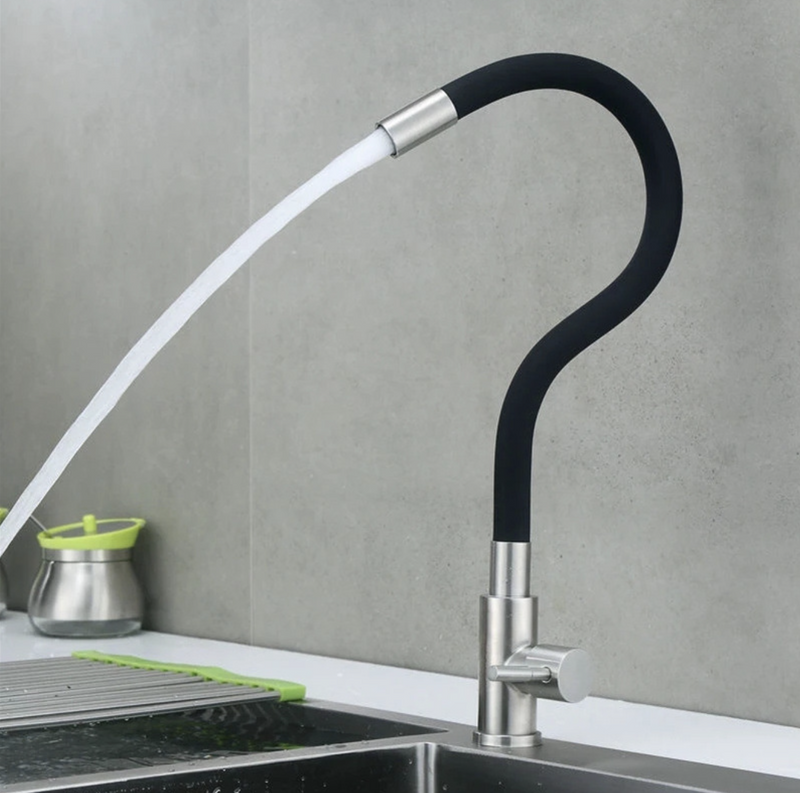 Wylewka do baterii kuchennej giętka flex czarna 3/4 na wcisk