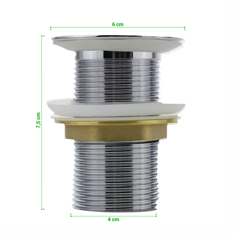 Korek umywalkowy z sitkiem otworami bez przelewu chrom