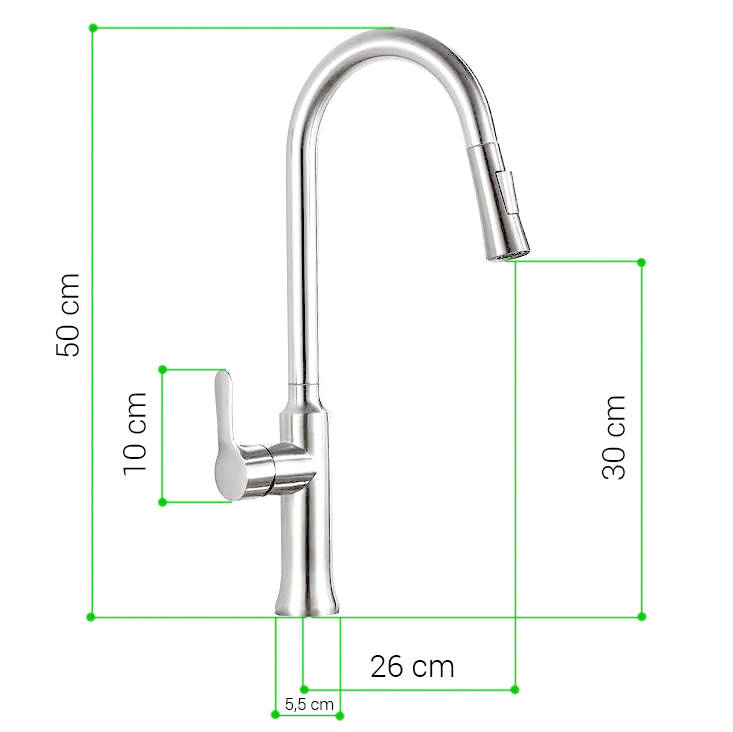 Bateria kuchenna z wyciąganą wylewką SIENA CHROM