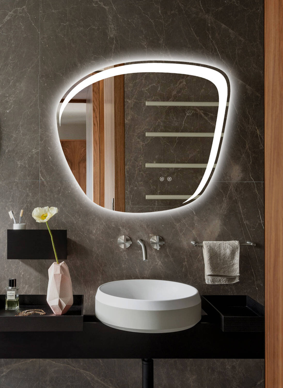 Lustro podświetlane LED asymetryczne dekoracyjne 70x80 cm nieregularne J510