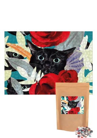 Puzzle 1000el. Black Kitten w eco woreczku