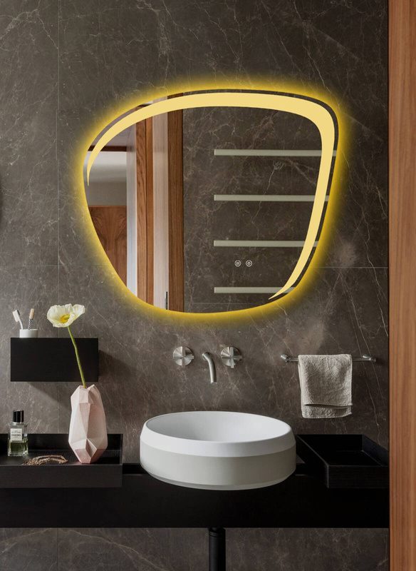 Lustro podświetlane LED asymetryczne dekoracyjne 70x80 cm nieregularne J510