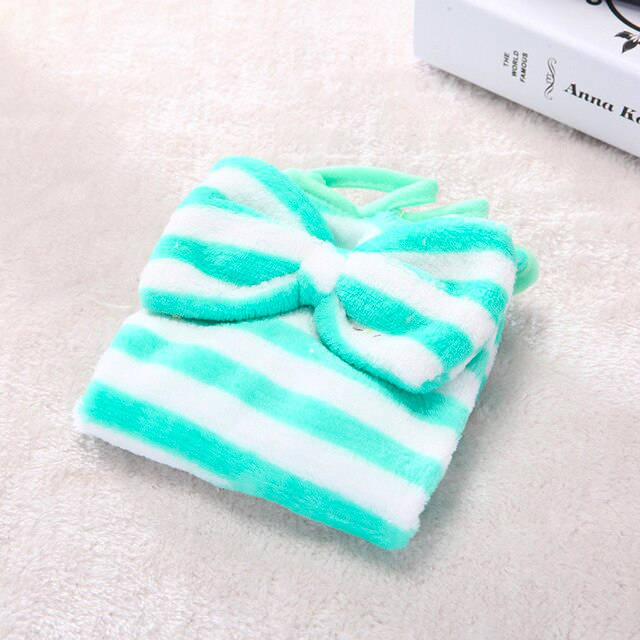 Ścierka Kokardka w paski miętowo biała