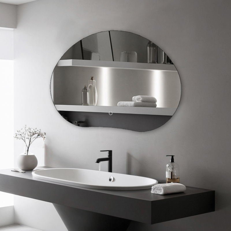 Lustro podświetlane LED asymetryczne dekoracyjne 70x50 cm nieregularne H-3071